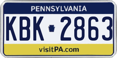 PA license plate KBK2863