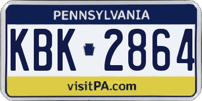 PA license plate KBK2864