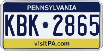 PA license plate KBK2865