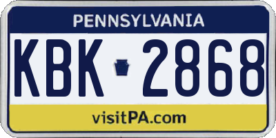 PA license plate KBK2868