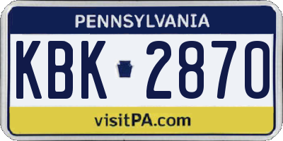 PA license plate KBK2870