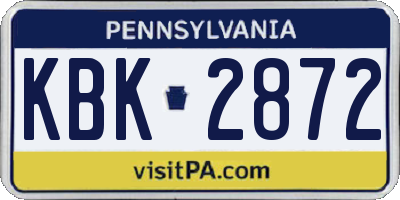 PA license plate KBK2872