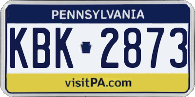 PA license plate KBK2873