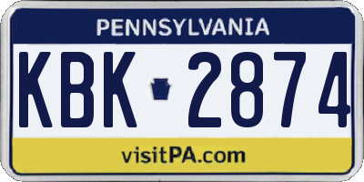PA license plate KBK2874