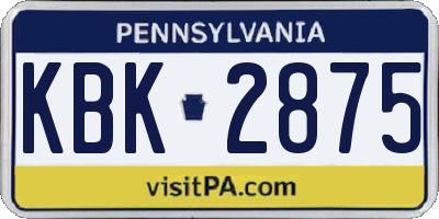 PA license plate KBK2875