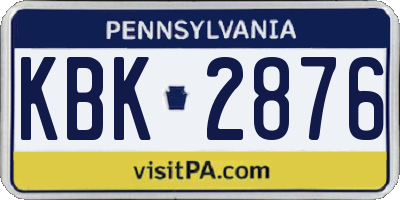 PA license plate KBK2876