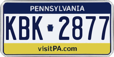 PA license plate KBK2877