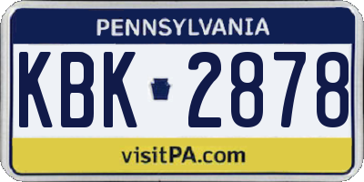 PA license plate KBK2878