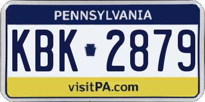 PA license plate KBK2879