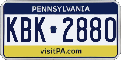 PA license plate KBK2880