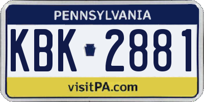 PA license plate KBK2881