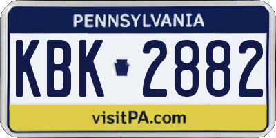 PA license plate KBK2882