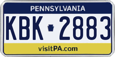 PA license plate KBK2883