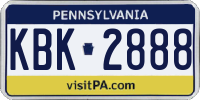 PA license plate KBK2888