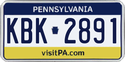 PA license plate KBK2891