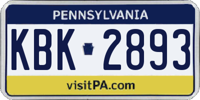 PA license plate KBK2893