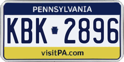 PA license plate KBK2896