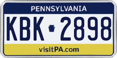 PA license plate KBK2898