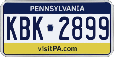 PA license plate KBK2899