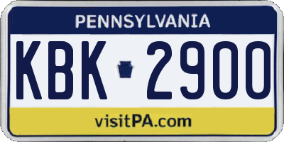 PA license plate KBK2900