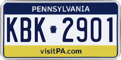 PA license plate KBK2901