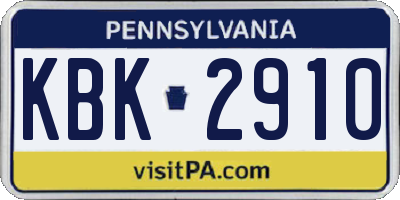 PA license plate KBK2910