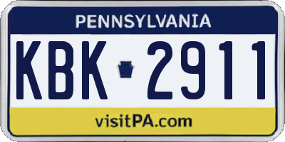 PA license plate KBK2911
