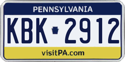 PA license plate KBK2912