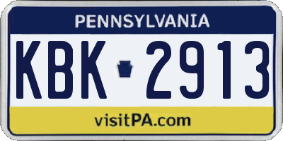 PA license plate KBK2913