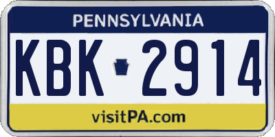 PA license plate KBK2914