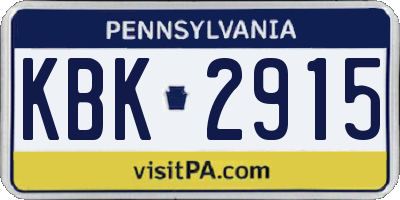 PA license plate KBK2915