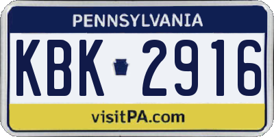 PA license plate KBK2916
