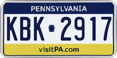 PA license plate KBK2917