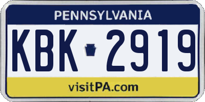 PA license plate KBK2919