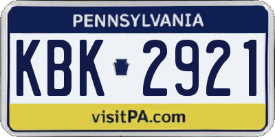 PA license plate KBK2921