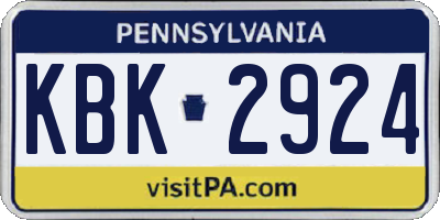 PA license plate KBK2924