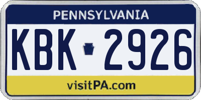 PA license plate KBK2926