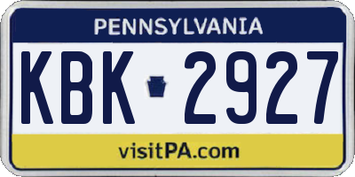 PA license plate KBK2927