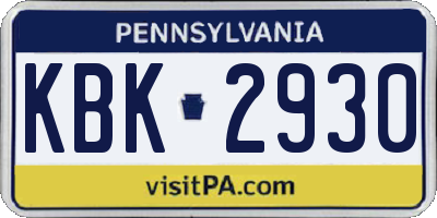 PA license plate KBK2930