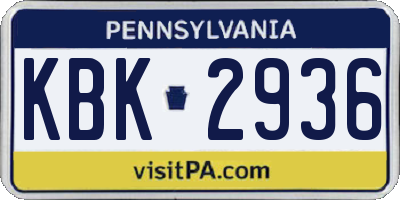 PA license plate KBK2936