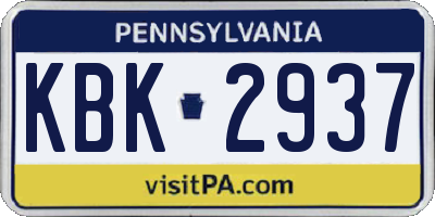 PA license plate KBK2937