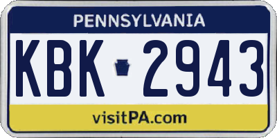 PA license plate KBK2943