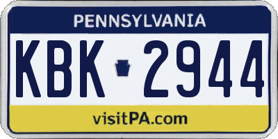PA license plate KBK2944