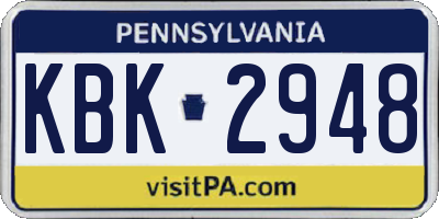 PA license plate KBK2948