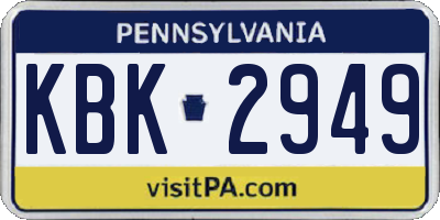 PA license plate KBK2949