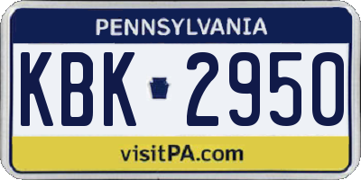 PA license plate KBK2950
