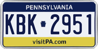 PA license plate KBK2951