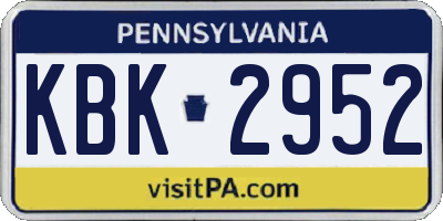 PA license plate KBK2952