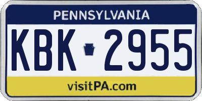 PA license plate KBK2955