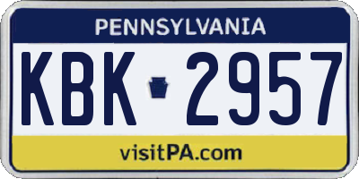 PA license plate KBK2957